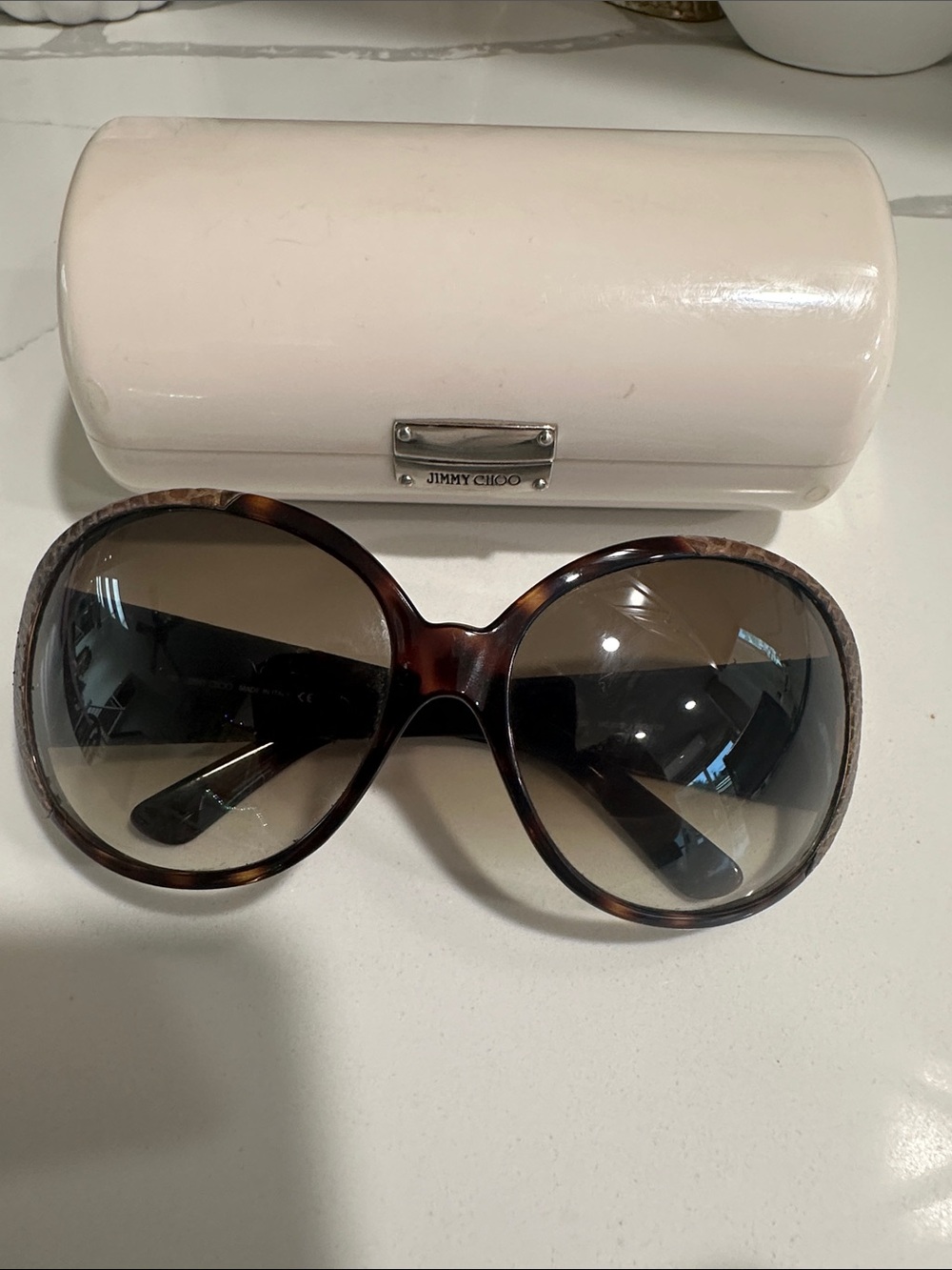 Jimmy Choo Tortoiseshell Oversized Sunglasses with Brown Gradient Lenses